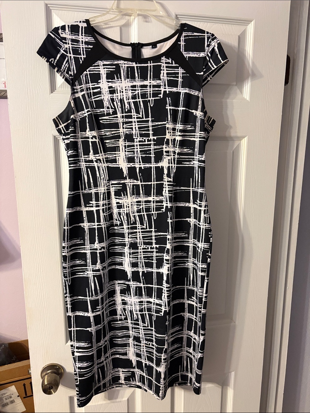 Black & White Grid Sheath Dress